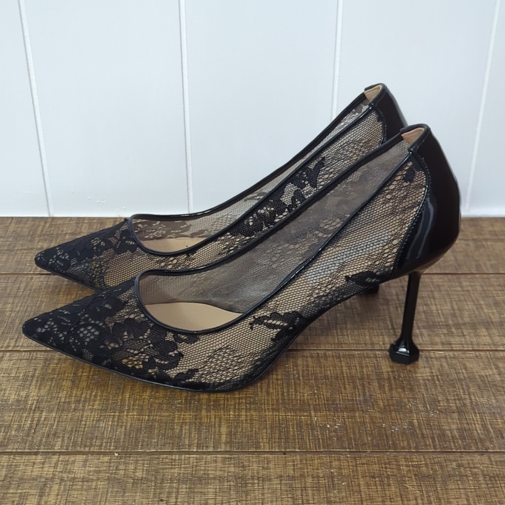 NWOT Vivienne Hu New York Black Lace Shoes Neat Style Heels - Picture 12 of 12